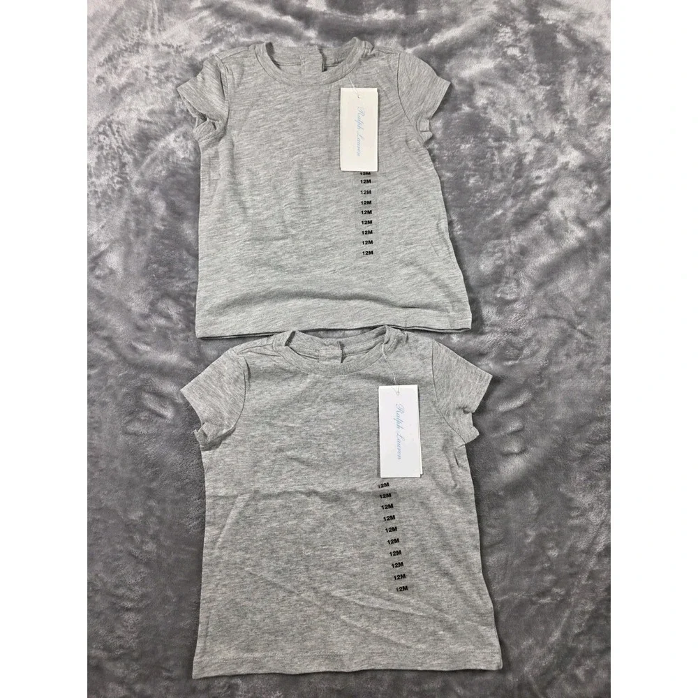NWT Lot of 2 Ralph Lauren T-Shirt/ Gray/Baby 12‎ Months/ White Pony